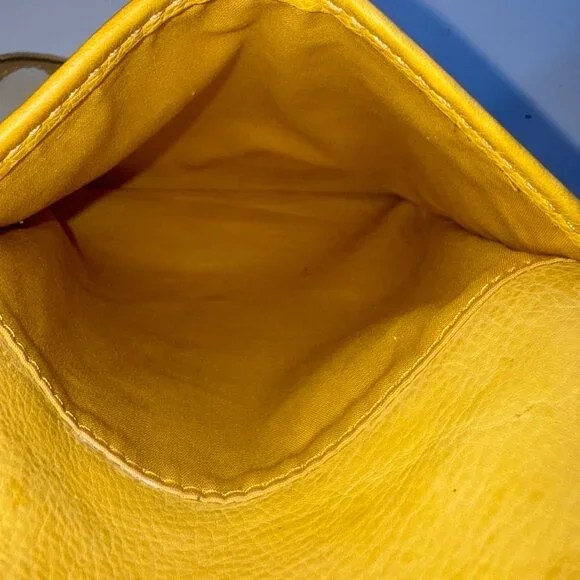 Fossil Women’s Leather Crossbody Bag Yellow Adjustable Strap - Picture 15 of 16